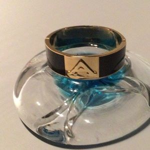 Beautiful cuff bracelet, gold tone with black enamel